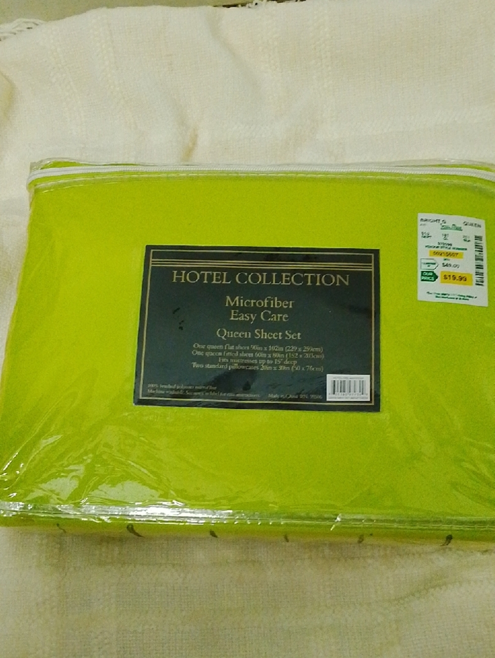 Hotel Collection Queen Microfiber Sheet Set in Lime Green